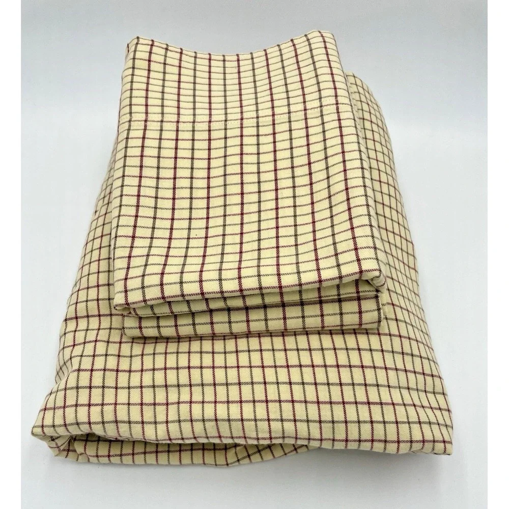 Ralph Lauren Bramble Tattersal Tan Check  KING Fitted Sheet 2 King‎  Pillowcases